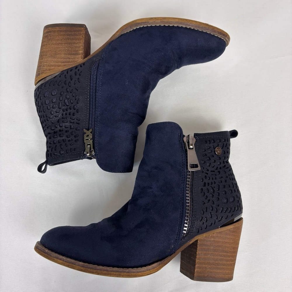 Xti Territory Ankle Boots Suede Chunky Western Casual Booties Blue Sz 36/5.5 - Picture 9 of 15